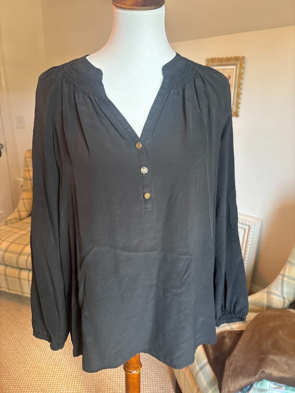 Lilly Pullitzer Black Silk Blouse